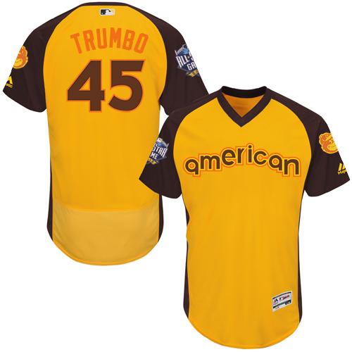 Orioles #45 Mark Trumbo Gold Flexbase Authentic Collection 2016 All-Star American League Stitched MLB Jersey